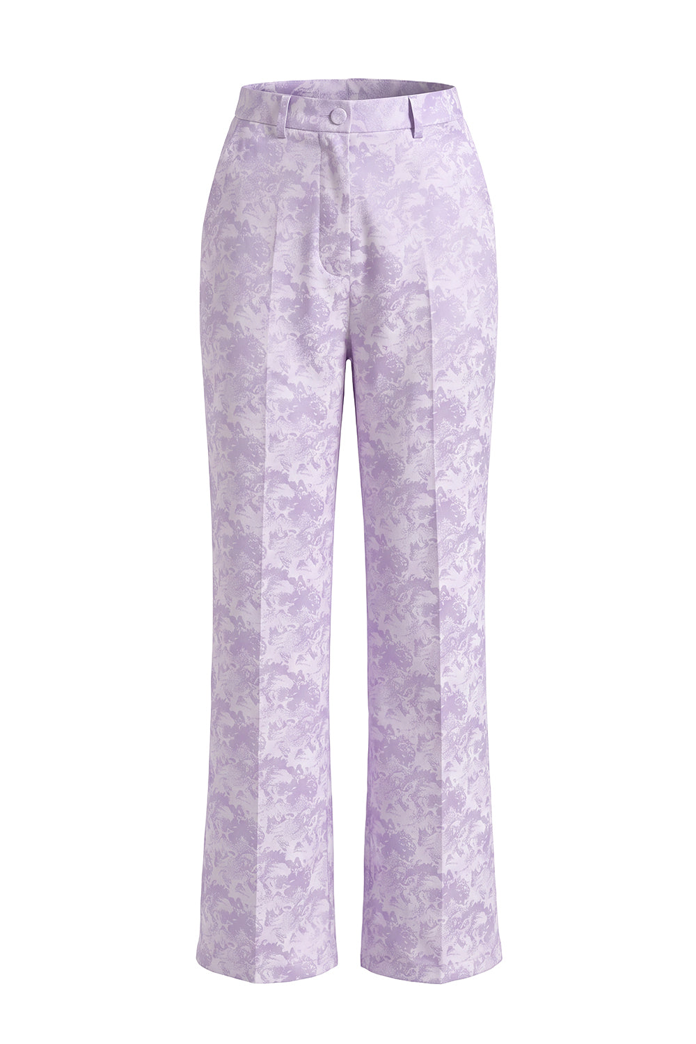 Lilac Floral Single Breasted 2 Piece Peak Lapel Wide Leg Prom Suits with Belt