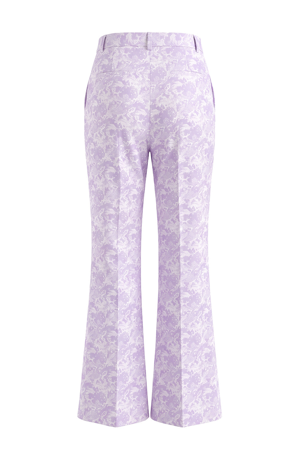 Lilac Floral Single Breasted 2 Piece Peak Lapel Wide Leg Prom Suits with Belt