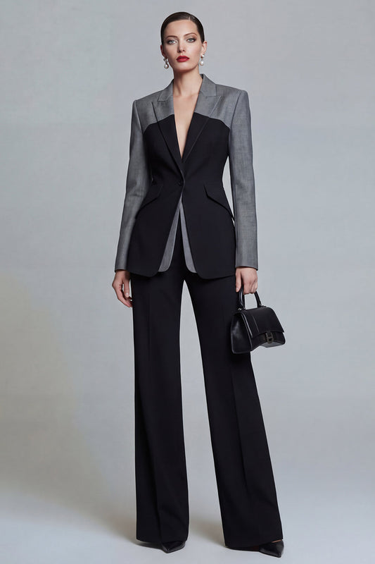 2 Piece Black Single Breasted Peak Lapel Slim Fit Prom Suits