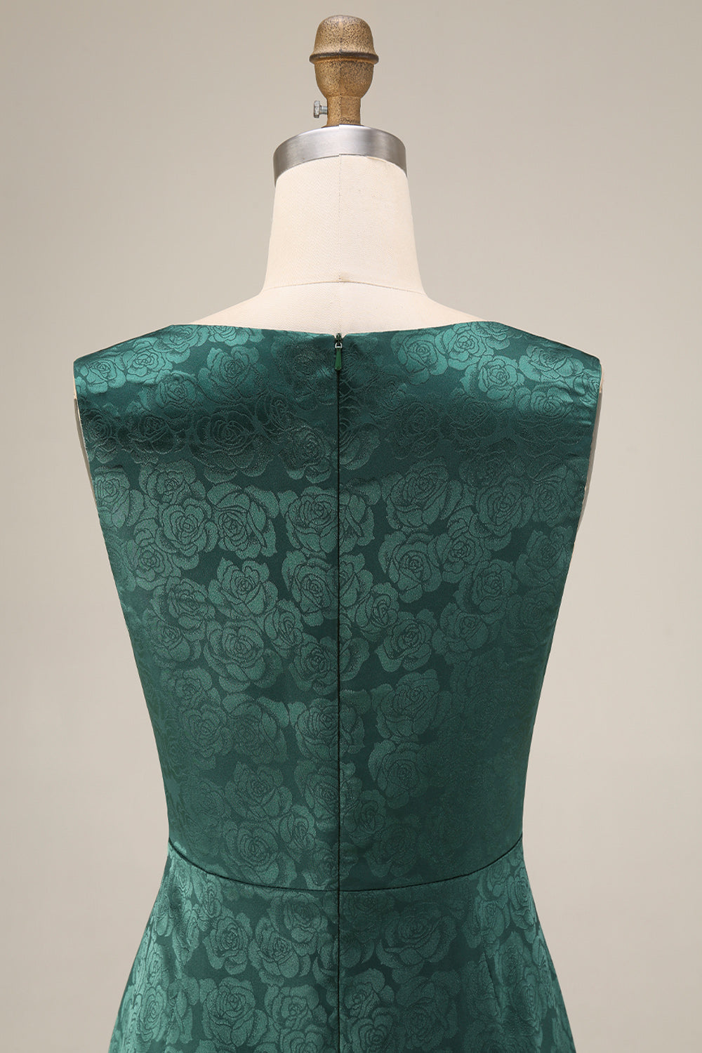 Robe longue de mère de la mariée sirène vert foncé floral à col bateau avec fente
