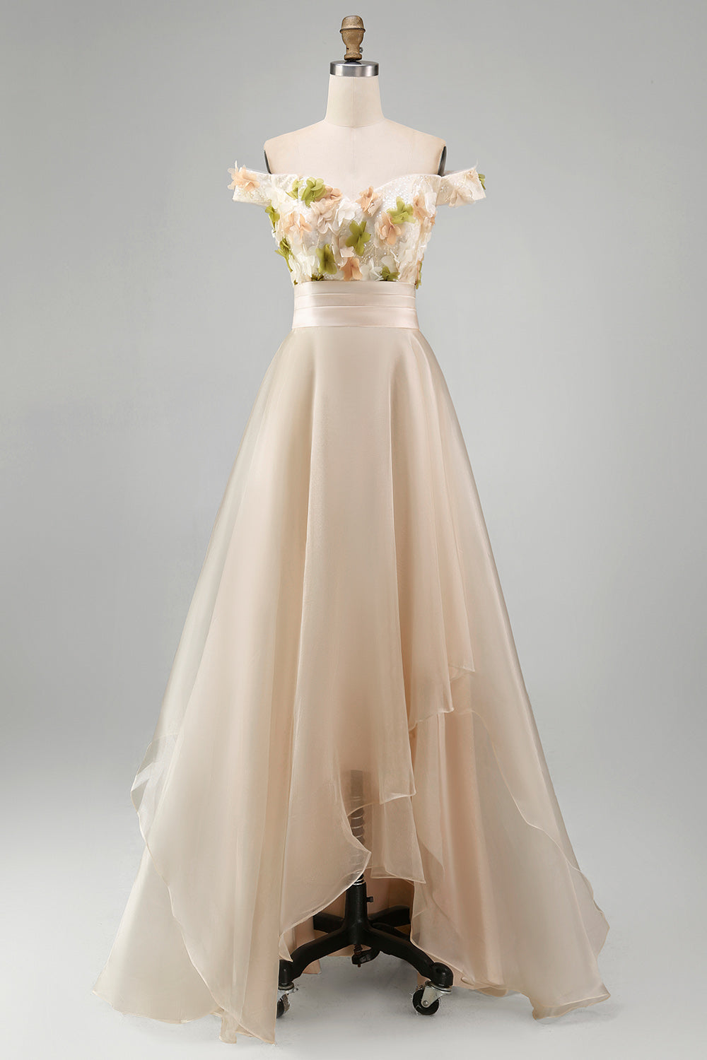 Off The Shoulder A Line Apricot Mother Of the Bride Dress with 3D Flowers
