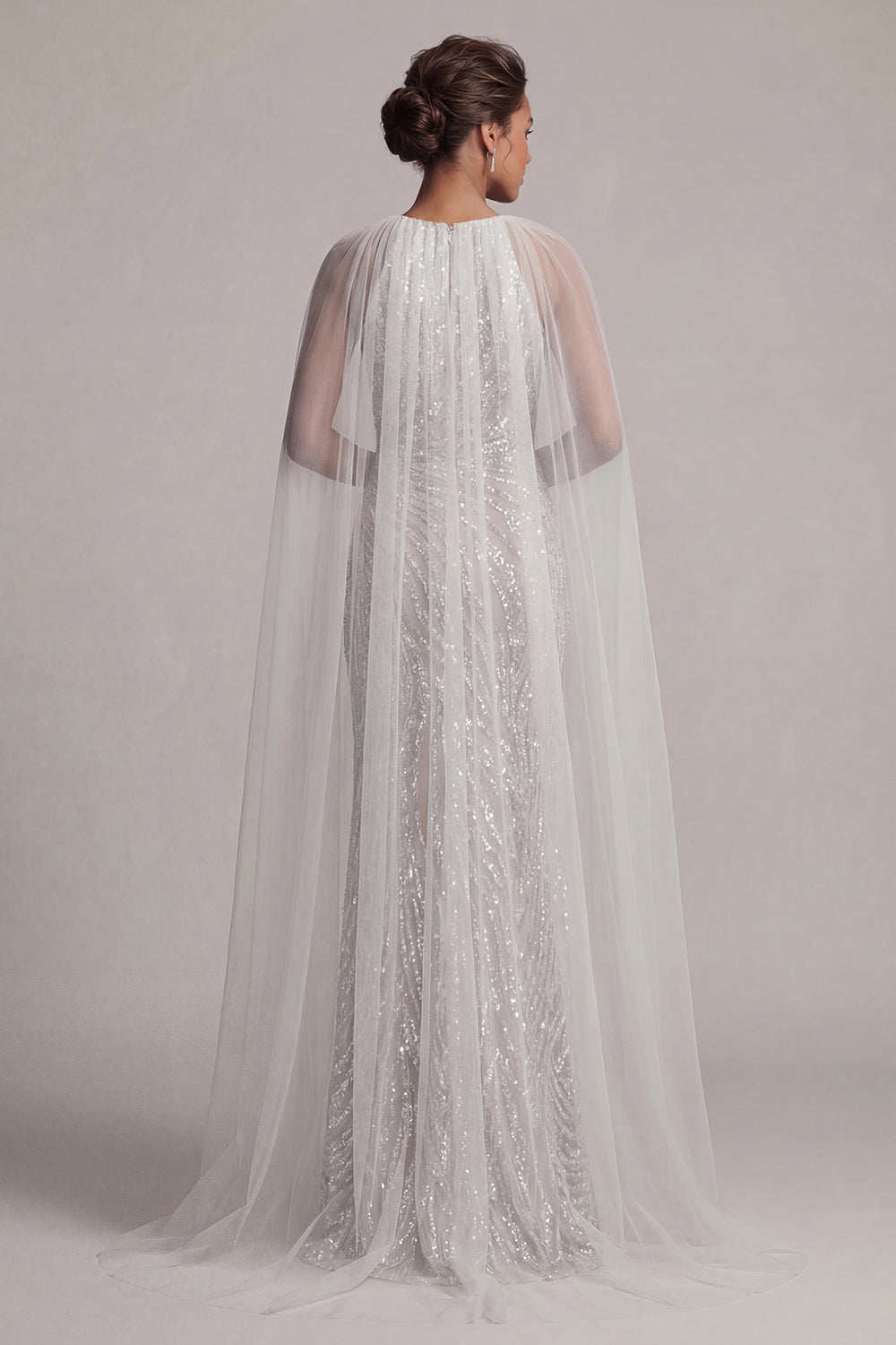 Sequin Ivory Mermaid Mother Of Bride Dress with Cap Sleeves