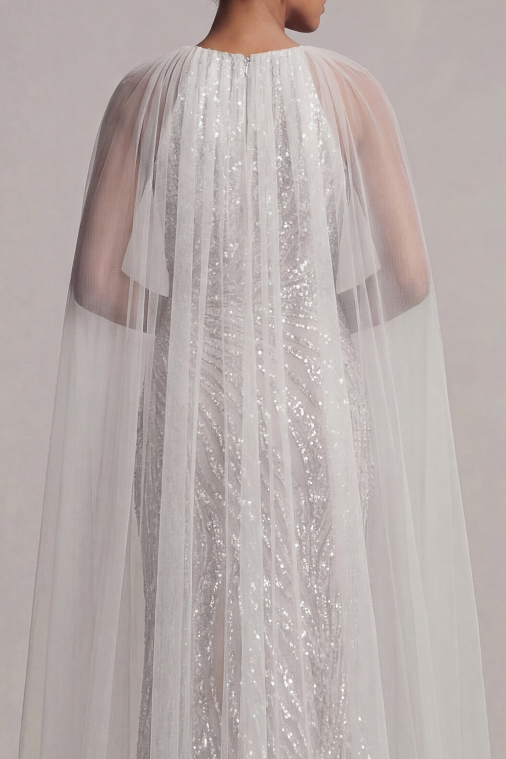 Sequin Ivory Mermaid Mother Of Bride Dress with Cap Sleeves