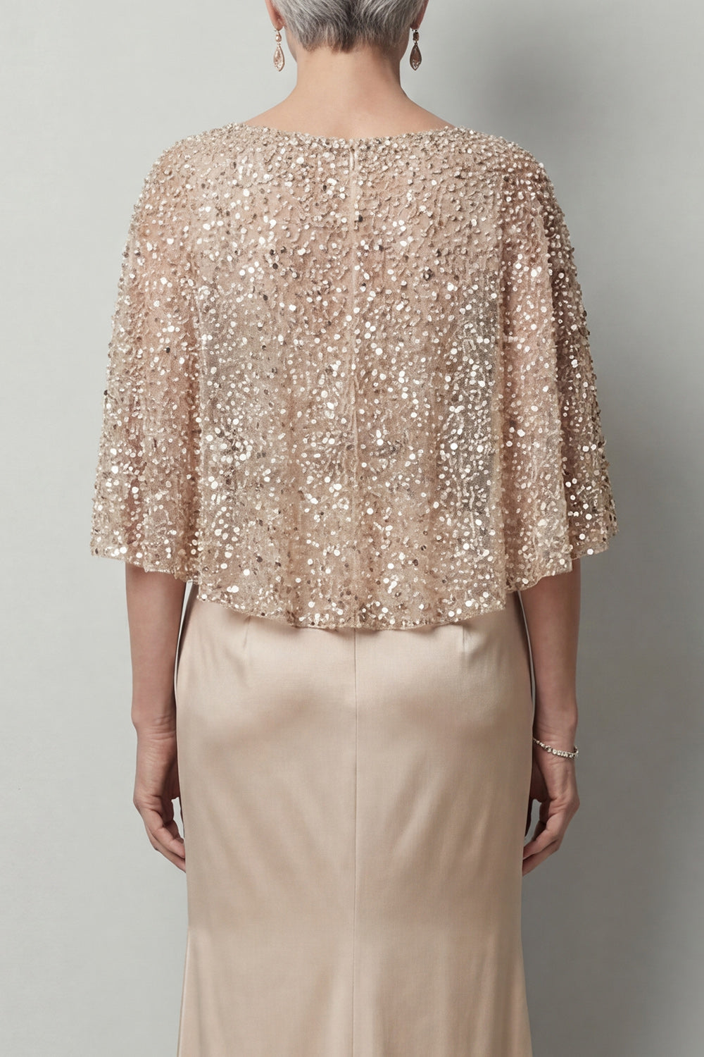 Sparkly Sequin Champagne Long Mermaid Mother of the Bride Dress with Pockets