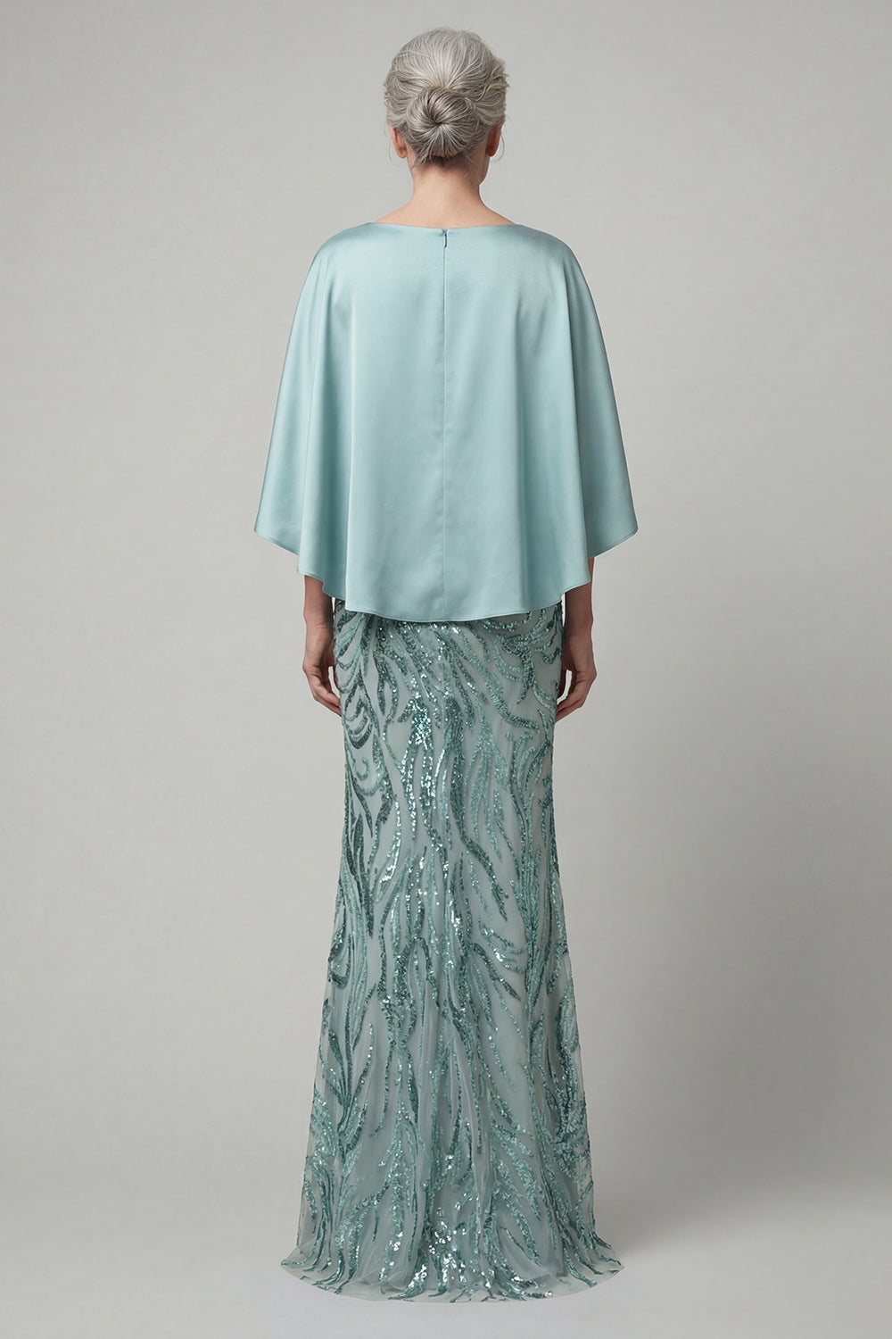 Sparkly Mermaid Blue Sequin Long Mother of the Bride Dress