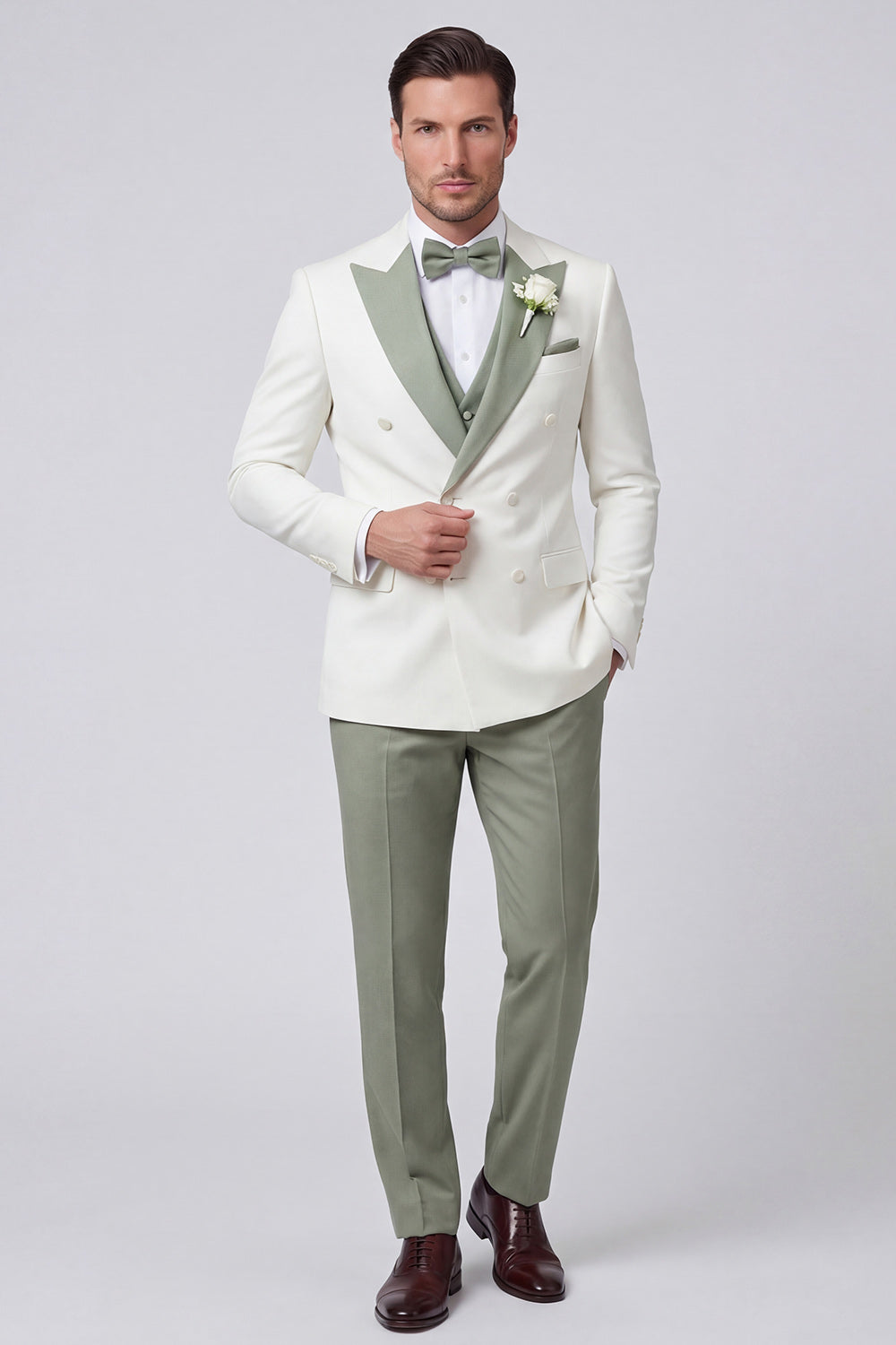 3-Piece Black Double-Breasted Peak Lapel Men's Prom Suits