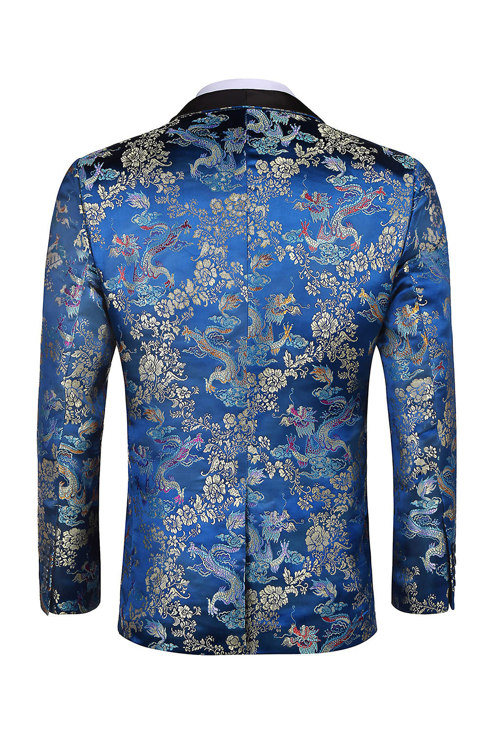 Blue 2-piece Shawl Lapel One Button Jacquard Men's Prom Suits