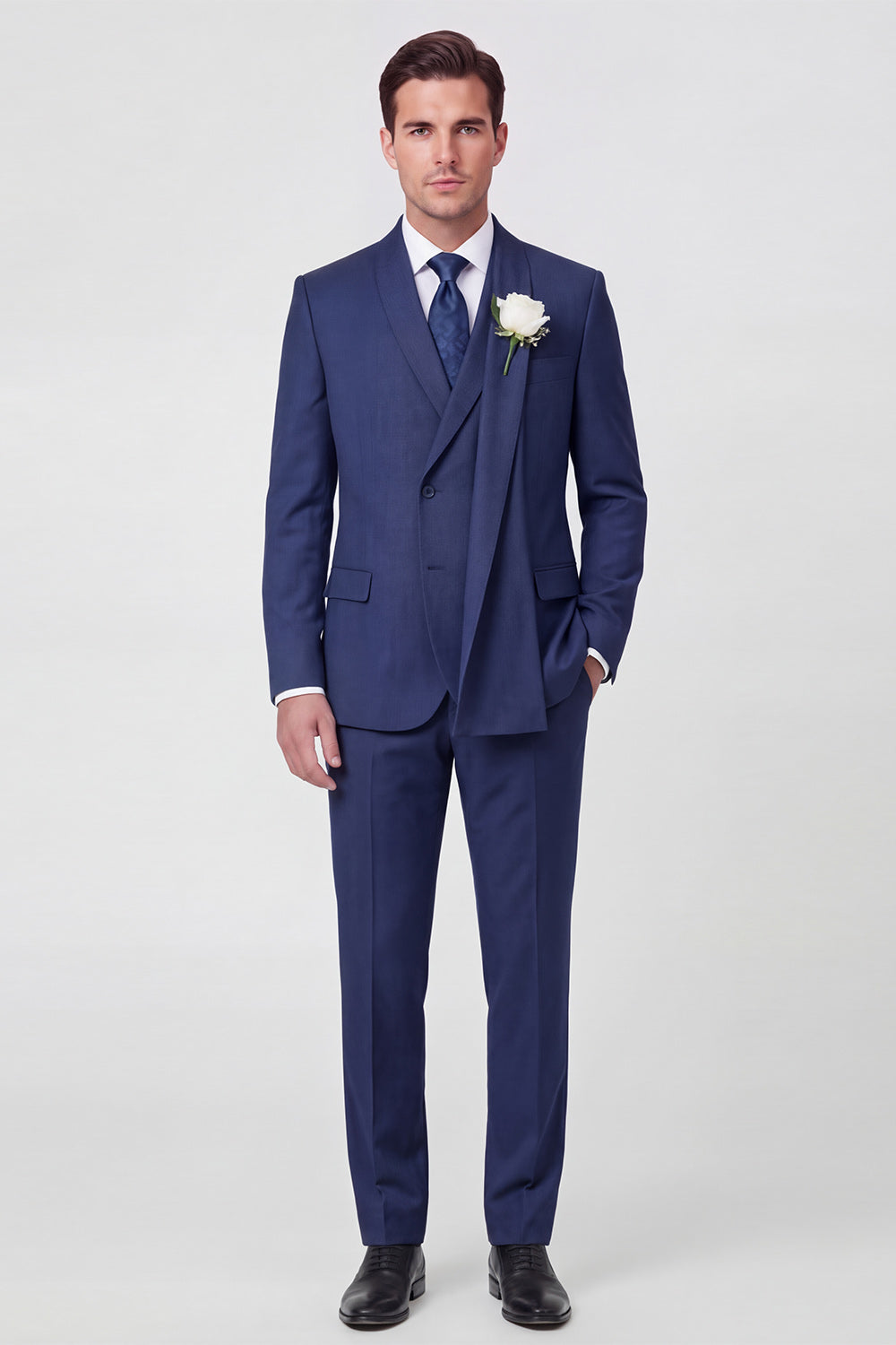 Light Blue Shawl Lapel Single Breasted 2-Piece Men's Wedding Suits