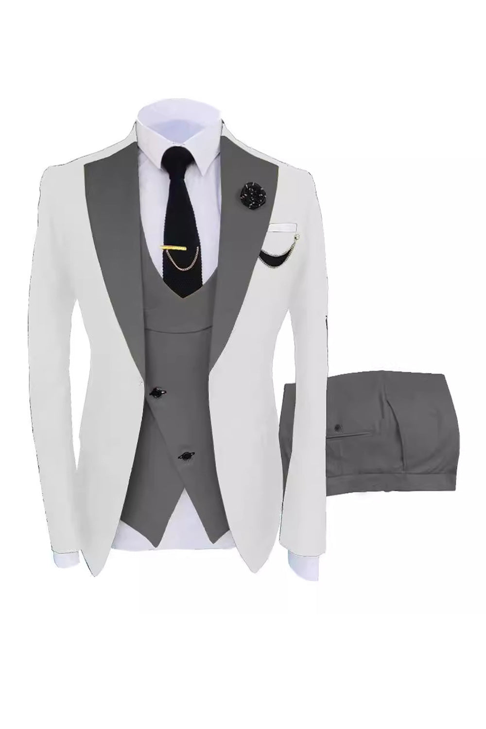 Dark Green 3 Piece One Button Notch Lapel Men's Prom Suits
