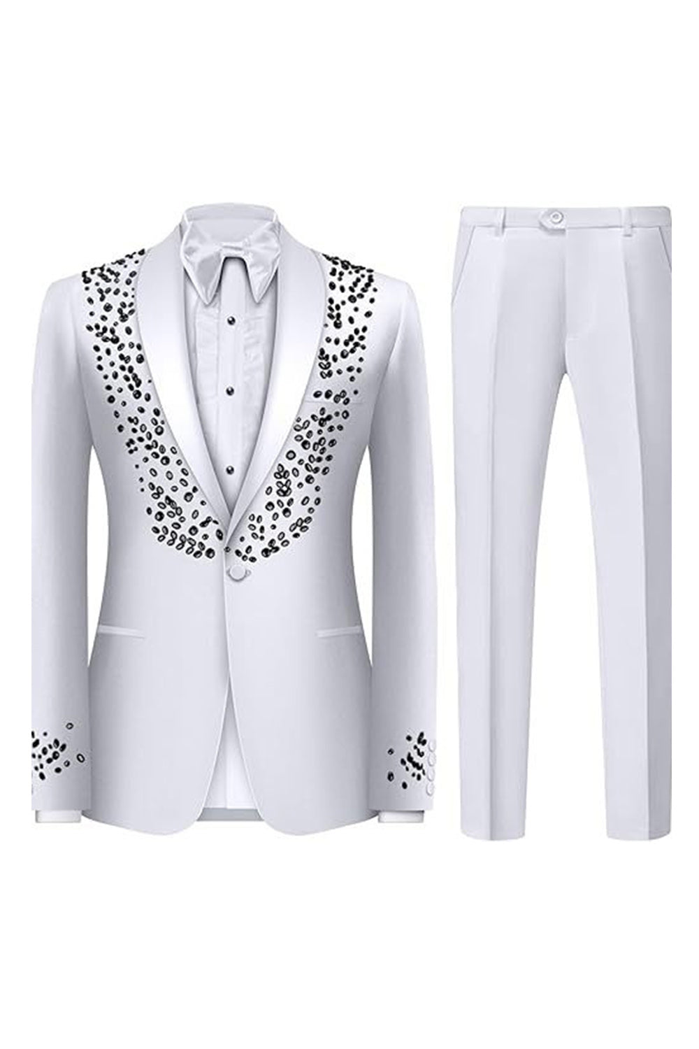 Sparkly Black 2-piece One Button Shawl Lapel Men's Wedding Suits