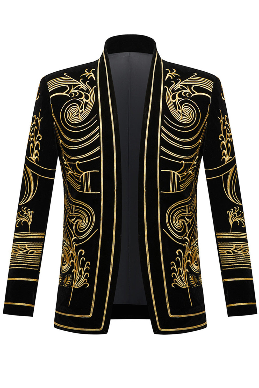 Blazer Homme Vert Ouvert Brodé Géométrique