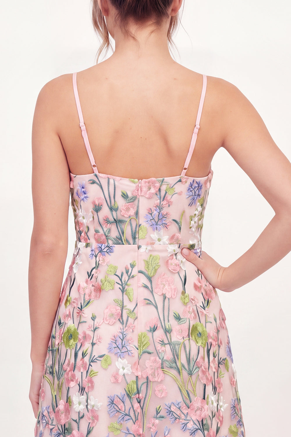 Tulle Floral A-Line Embroidered Pink Mini Cocktail Dress