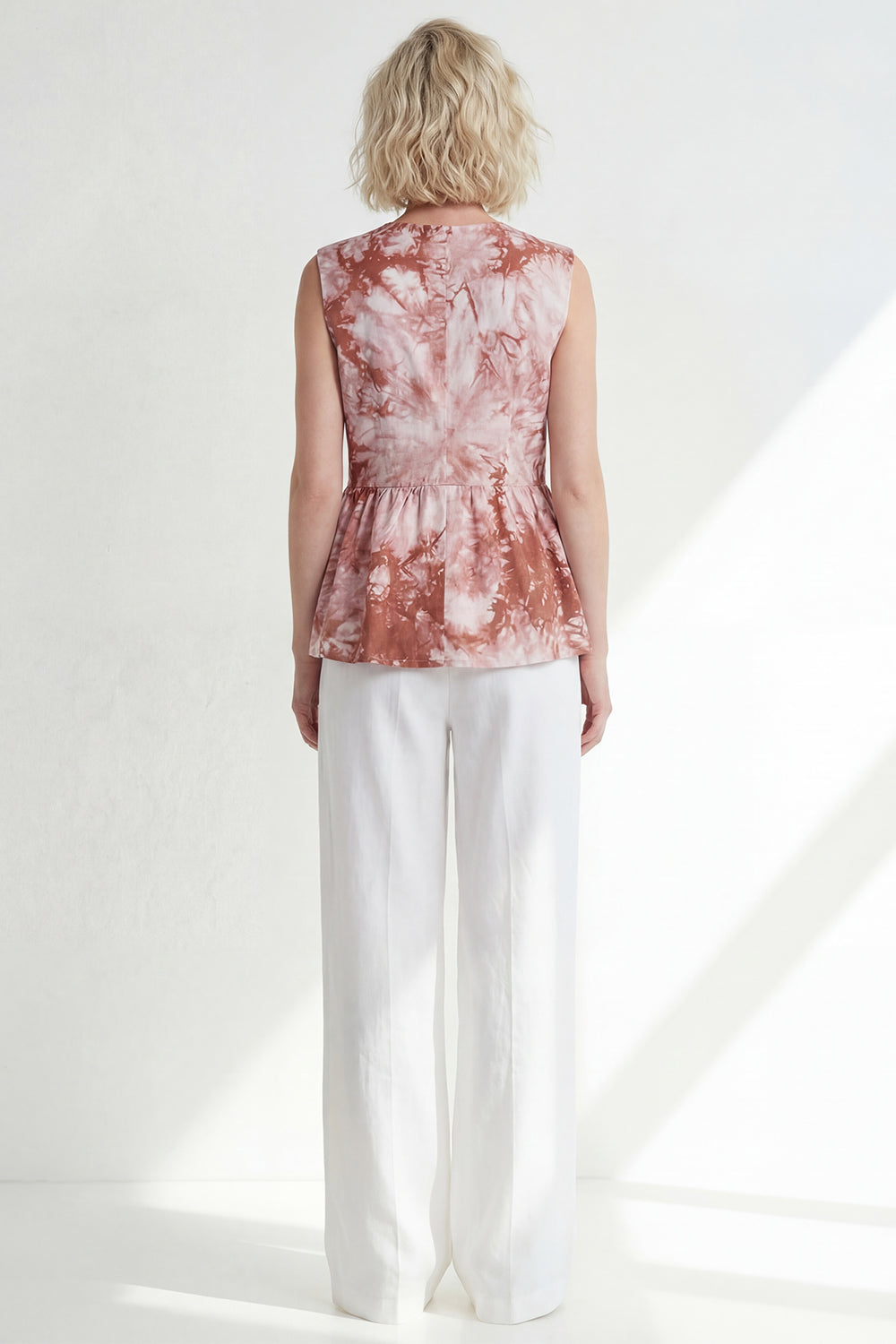 Pink One Button 2-Piece V Neck Printed Women Suits