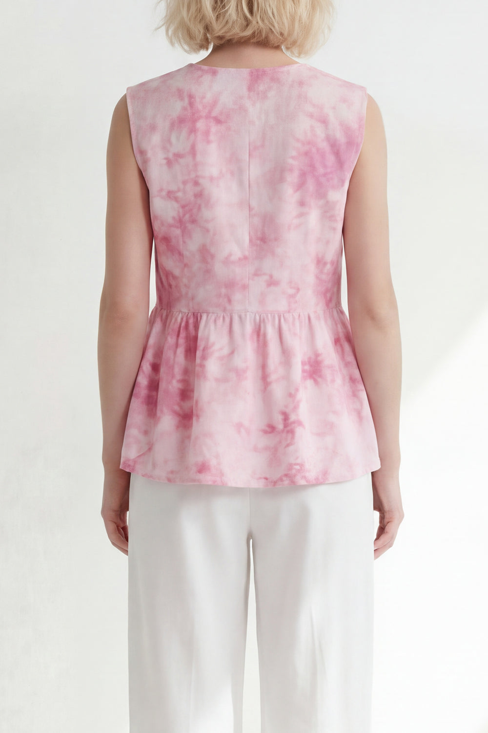 Pink One Button 2-Piece V Neck Printed Women Suits