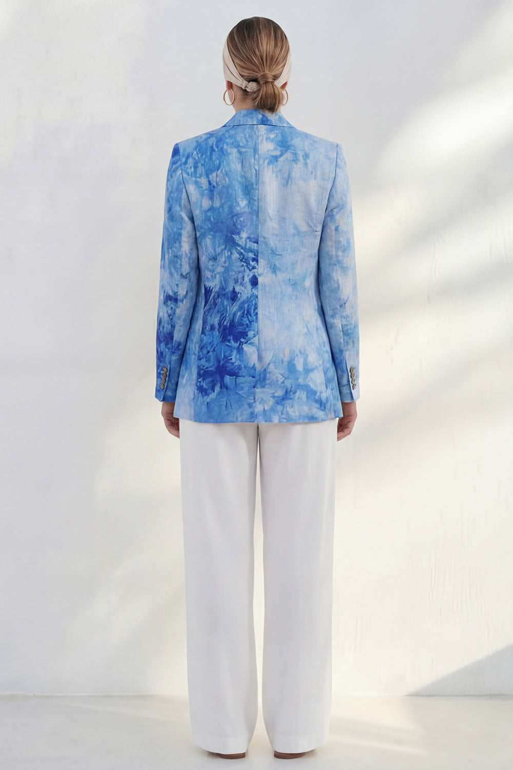Blue Notched Lapel Single Breasted Slim Fit Women Suit