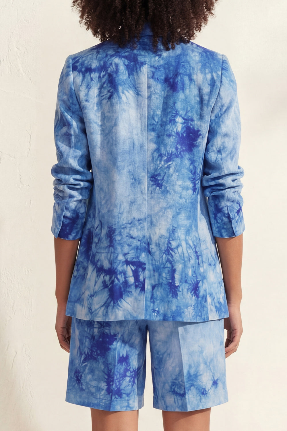 Blue Notched Lapel Single Breasted Slim Fit Short Women Suit