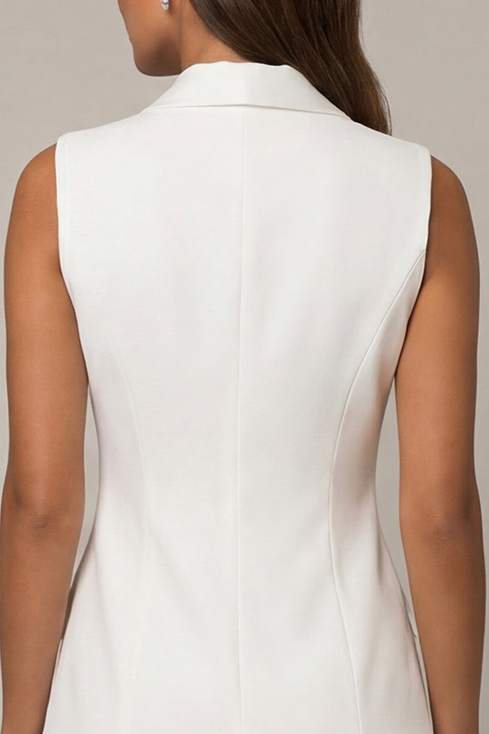 White Shawl Lapel Pleated A-Line Short Work Dress