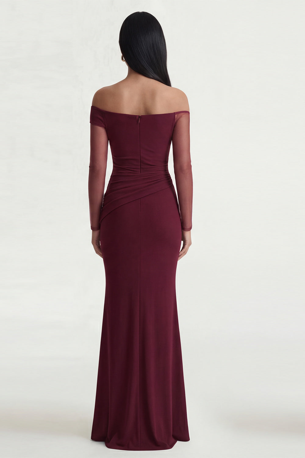 Burgundy Mermaid Off-The-Shoulder Formal Dress
