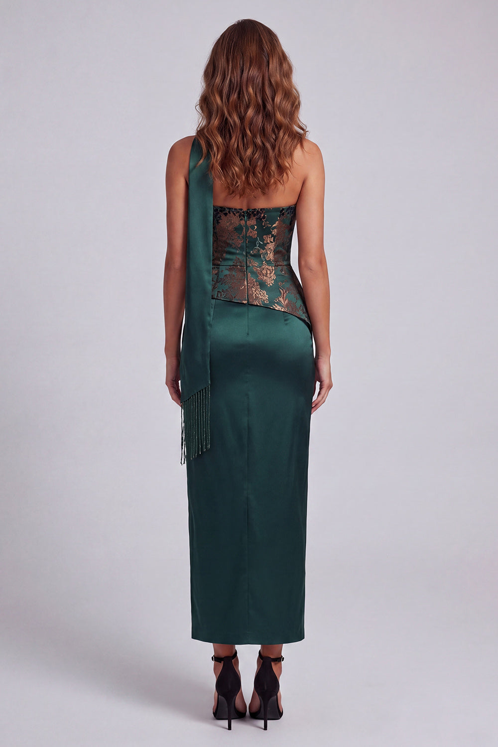 Strapless Dark Green Sheath Formal Dress with Strapless