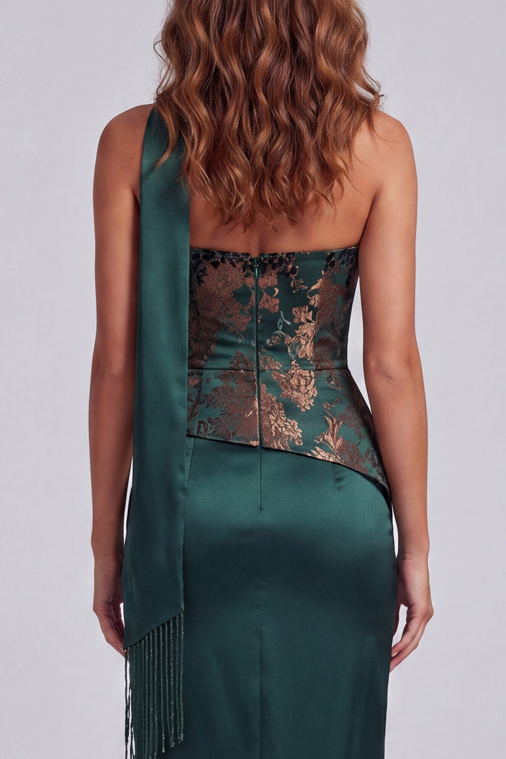 Strapless Dark Green Sheath Formal Dress with Strapless
