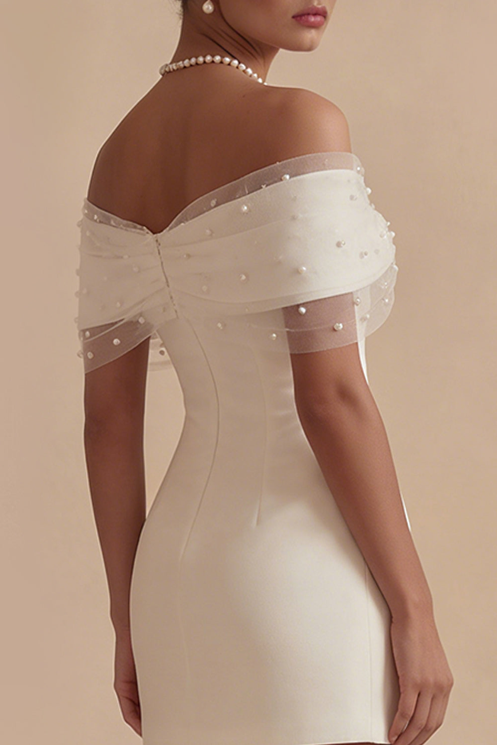 White Off the Shoulder Ruched Short Tight Graduation Dress