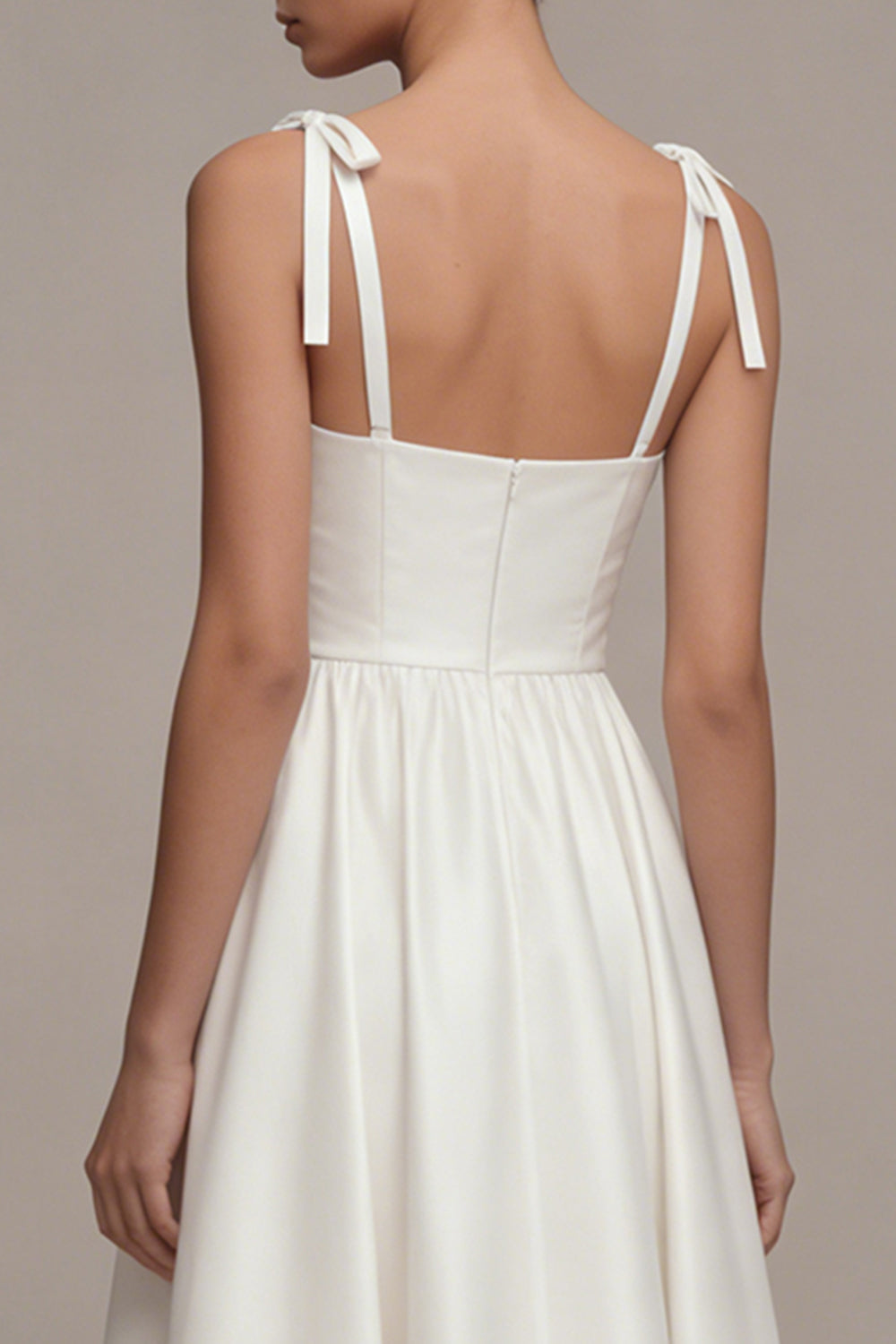 White Thick-Strapped A-Line Long Beach Wedding Dress