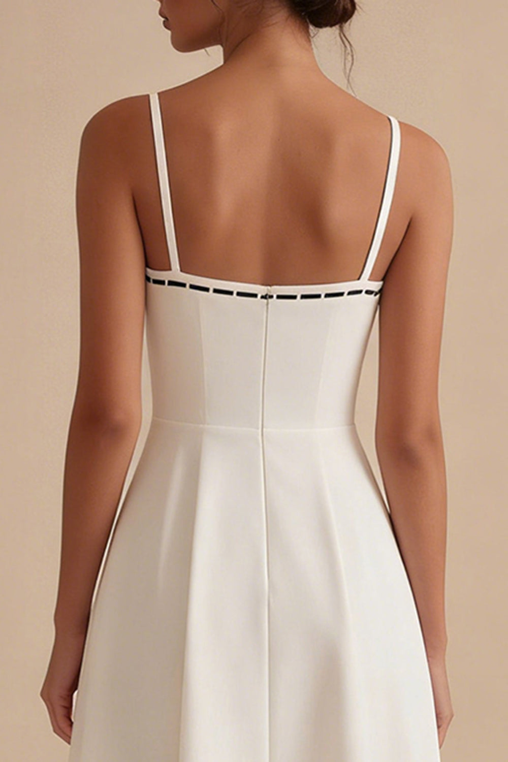 White A Line Long Spaghetti Straps Engagement Dress with Bow