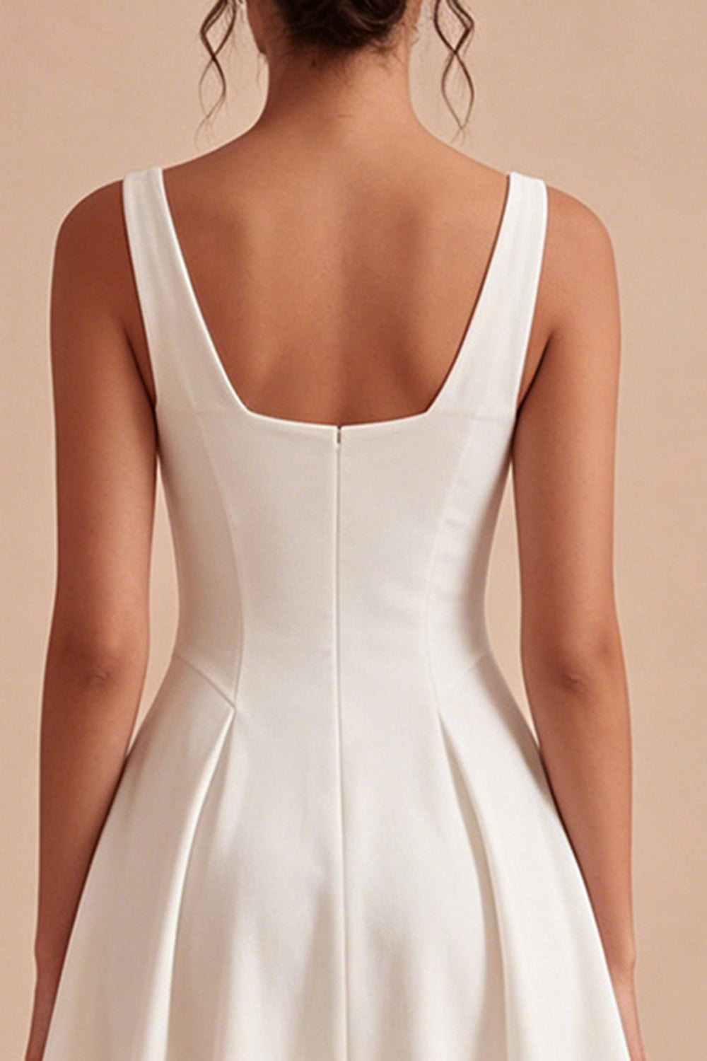 White Cowl Neck A-Line Mini Graduation Dress