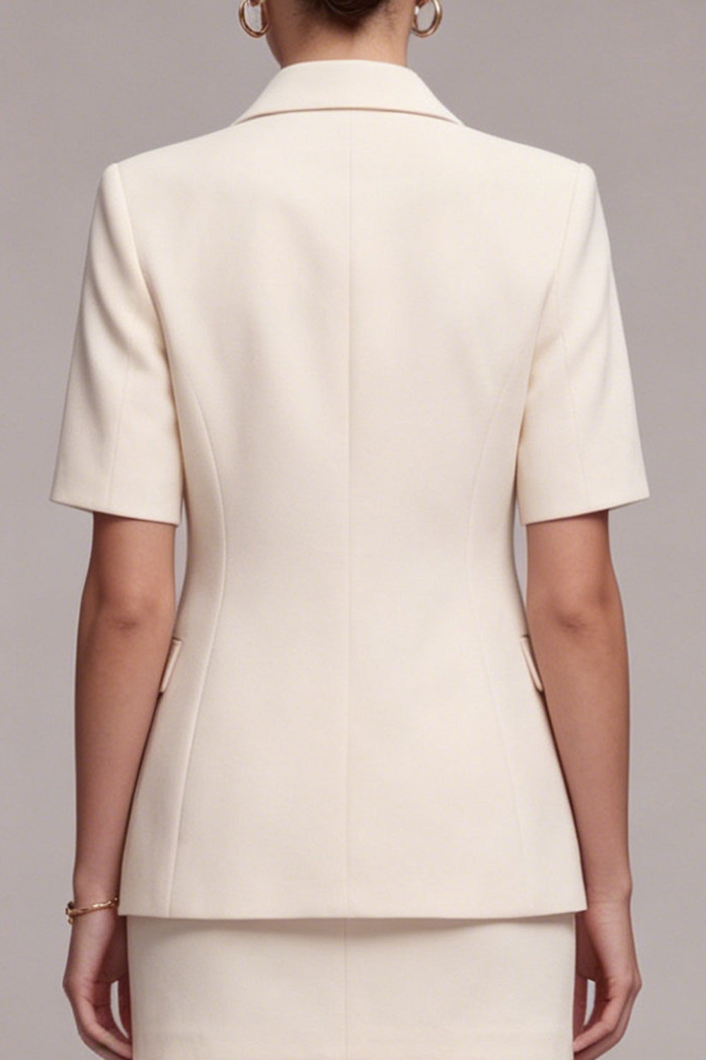 Ivory Half Sleeves 2 Piece Peak Lapel Single Breasted Business Dress