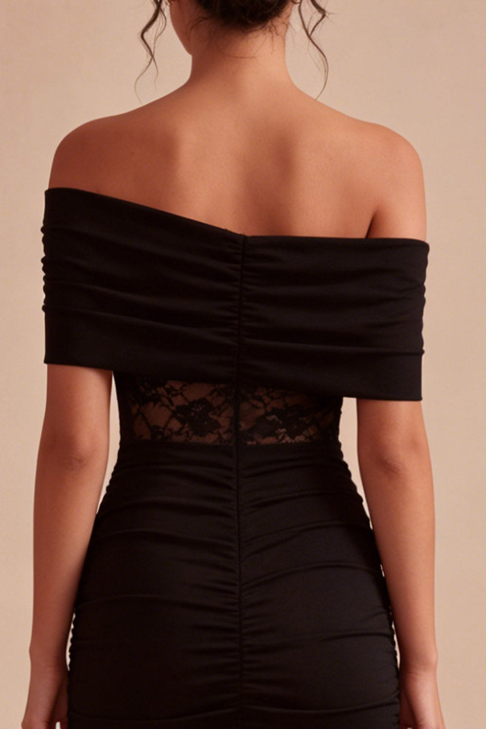 Off-the-Shoulder Black Lace Bodycon Mini Dress