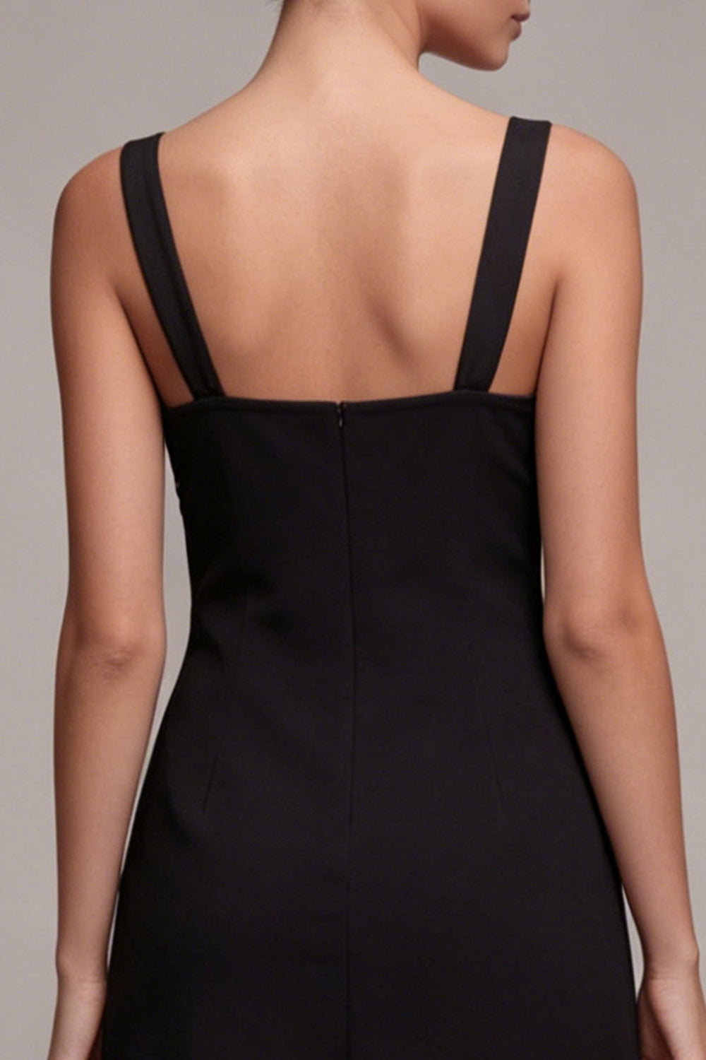 Black Bodycon Satin Mini Dress with Bow