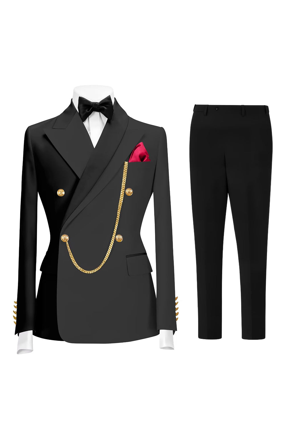 Dark Green 2 Piece Peak Lapel Double Breasted Men's Prom Suits