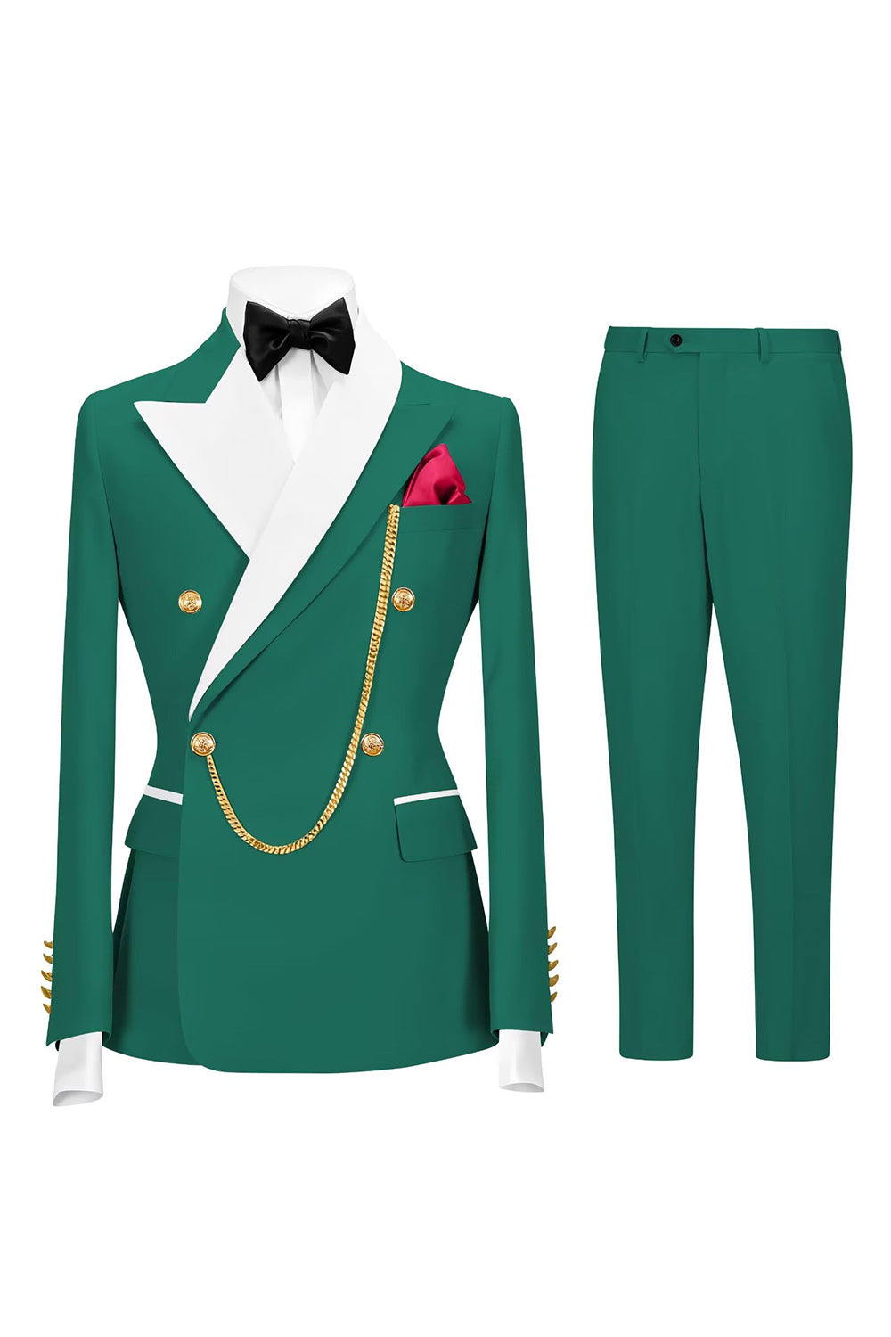 Sage Green 2 Piece Peak Lapel Double Breasted Men's Prom Suits