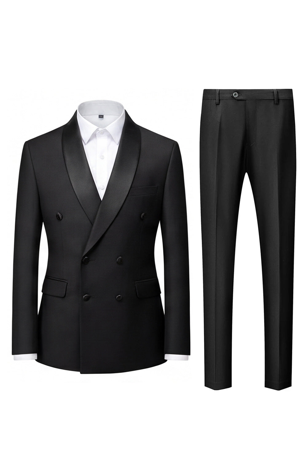 Light Blue 2 Piece Shawl Lapel Double Breasted Men's Prom Suits