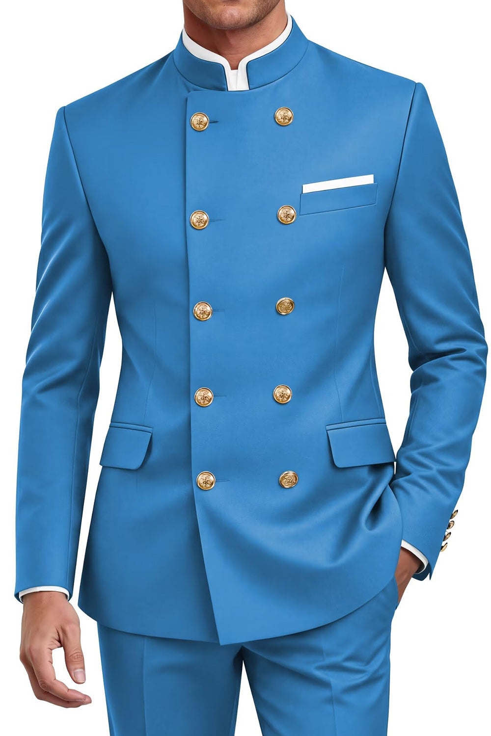Navy 2 Piece Double Breasted Men's Suits