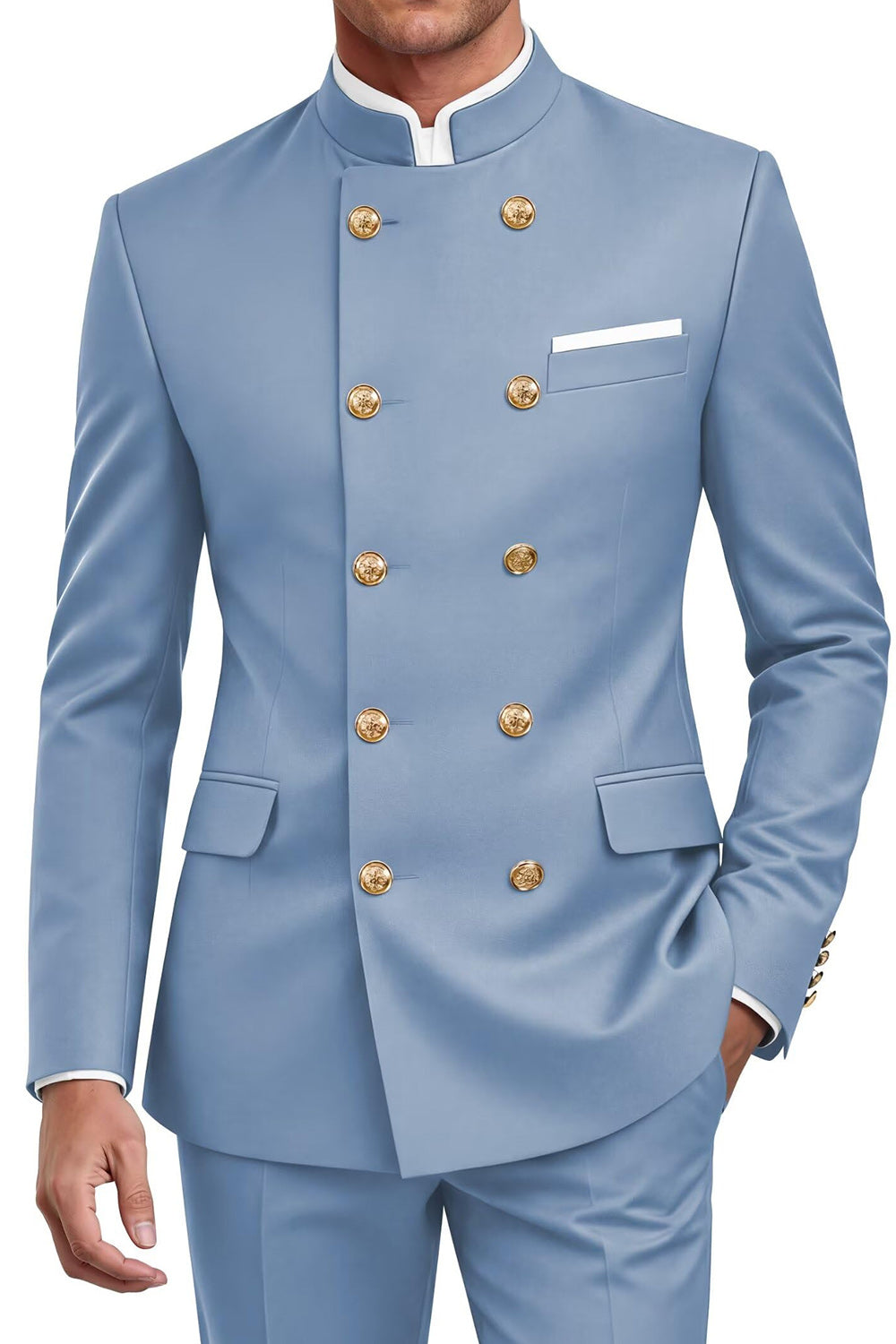 Navy 2 Piece Double Breasted Men's Suits