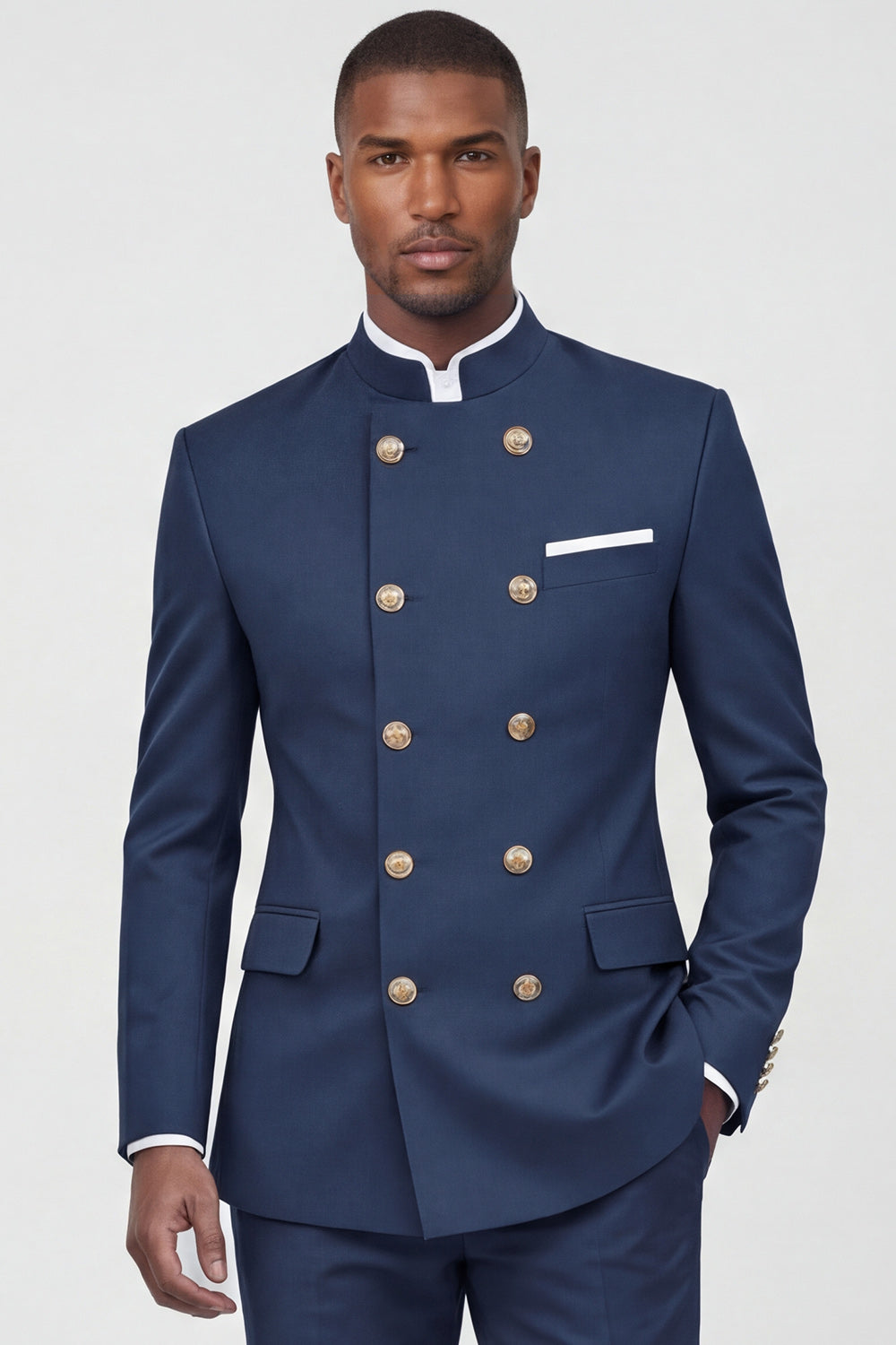 Navy 2 Piece Double Breasted Men's Suits