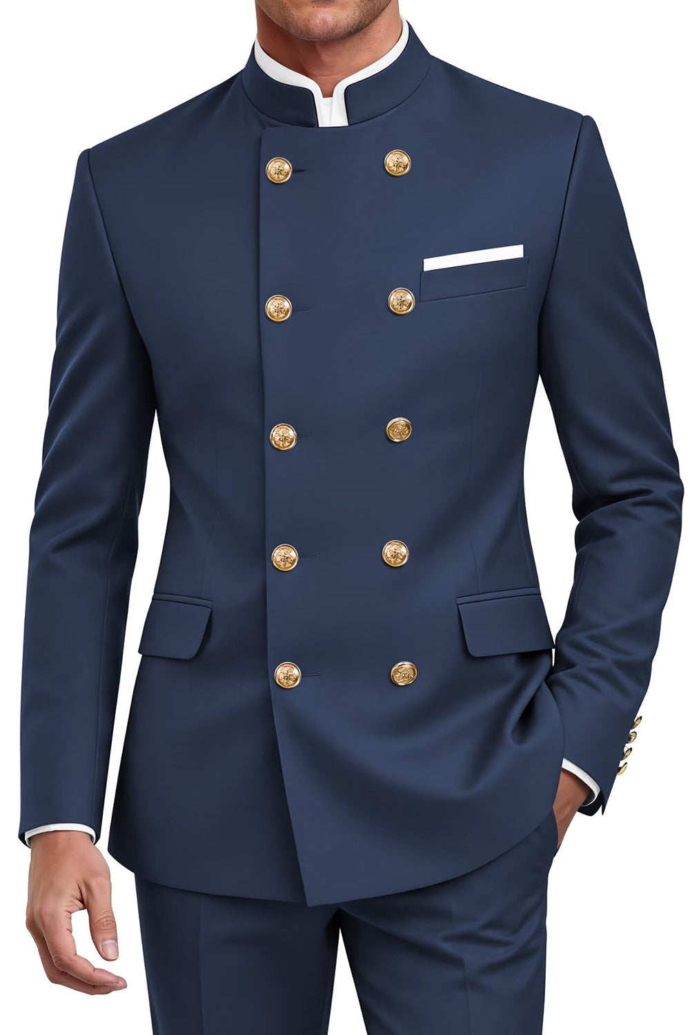 Navy 2 Piece Double Breasted Men's Suits