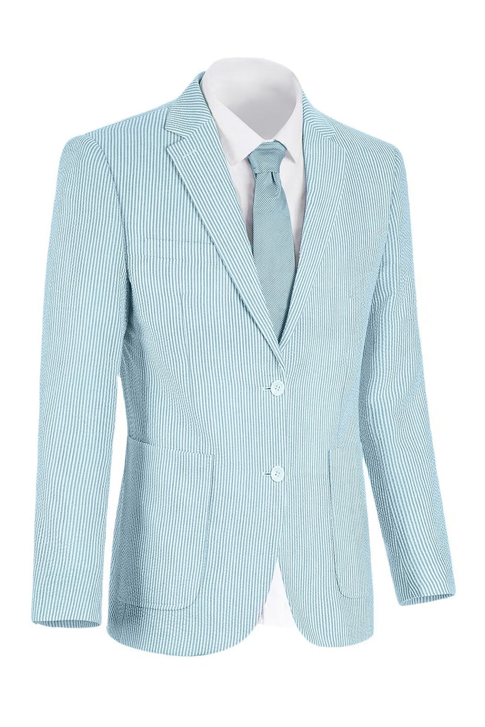 Notch Lapel Light Blue Single Breasted Men's Jacket