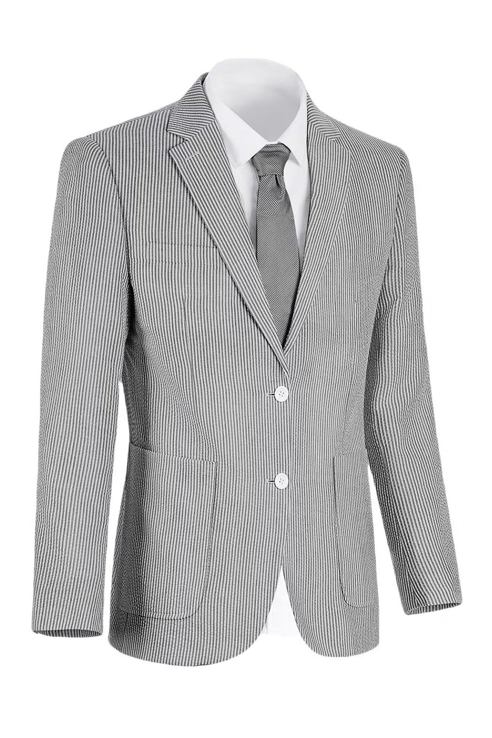Notch Lapel Light Blue Single Breasted Men's Jacket