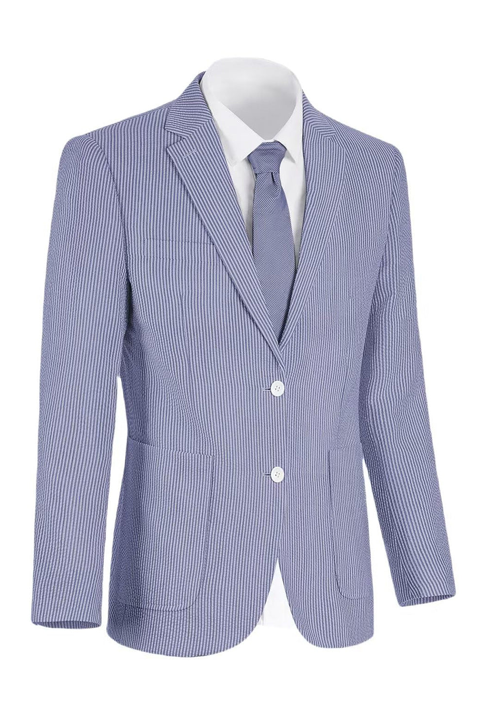 Notch Lapel Light Blue Single Breasted Men's Jacket
