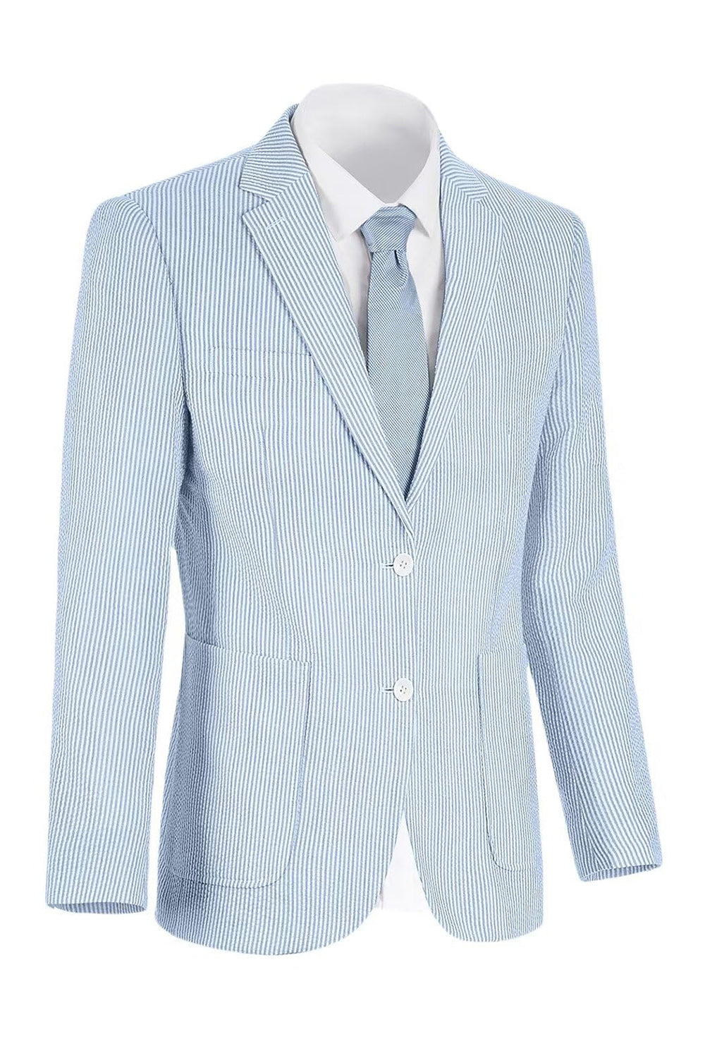 Notch Lapel Light Blue Single Breasted Men's Jacket