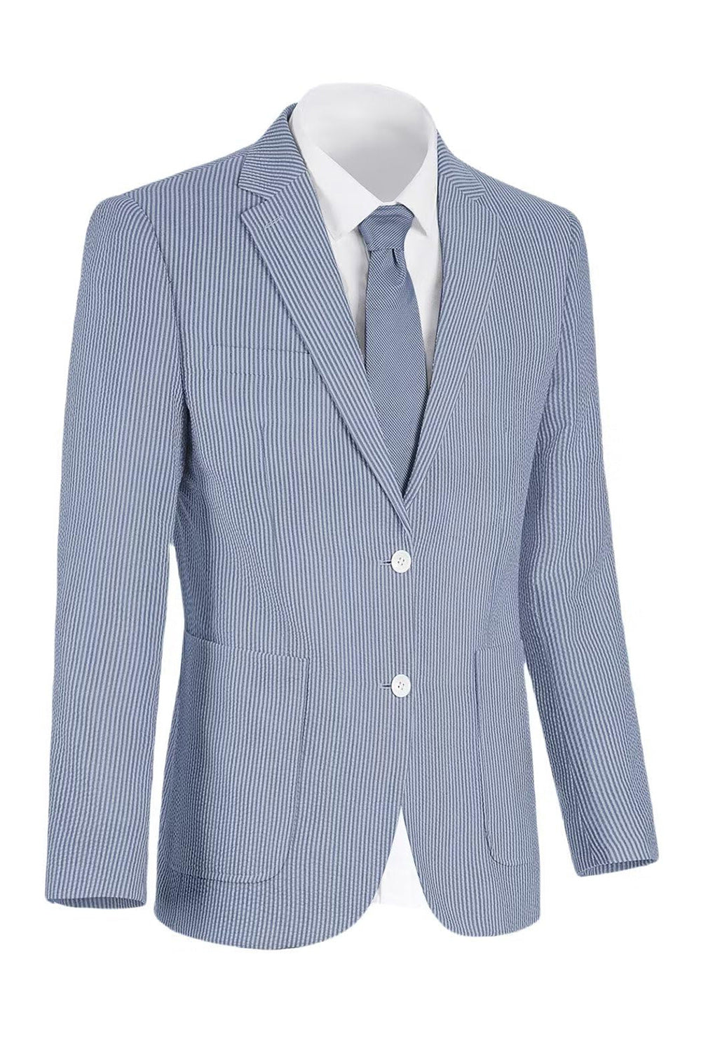 Notch Lapel Light Blue Single Breasted Men's Jacket