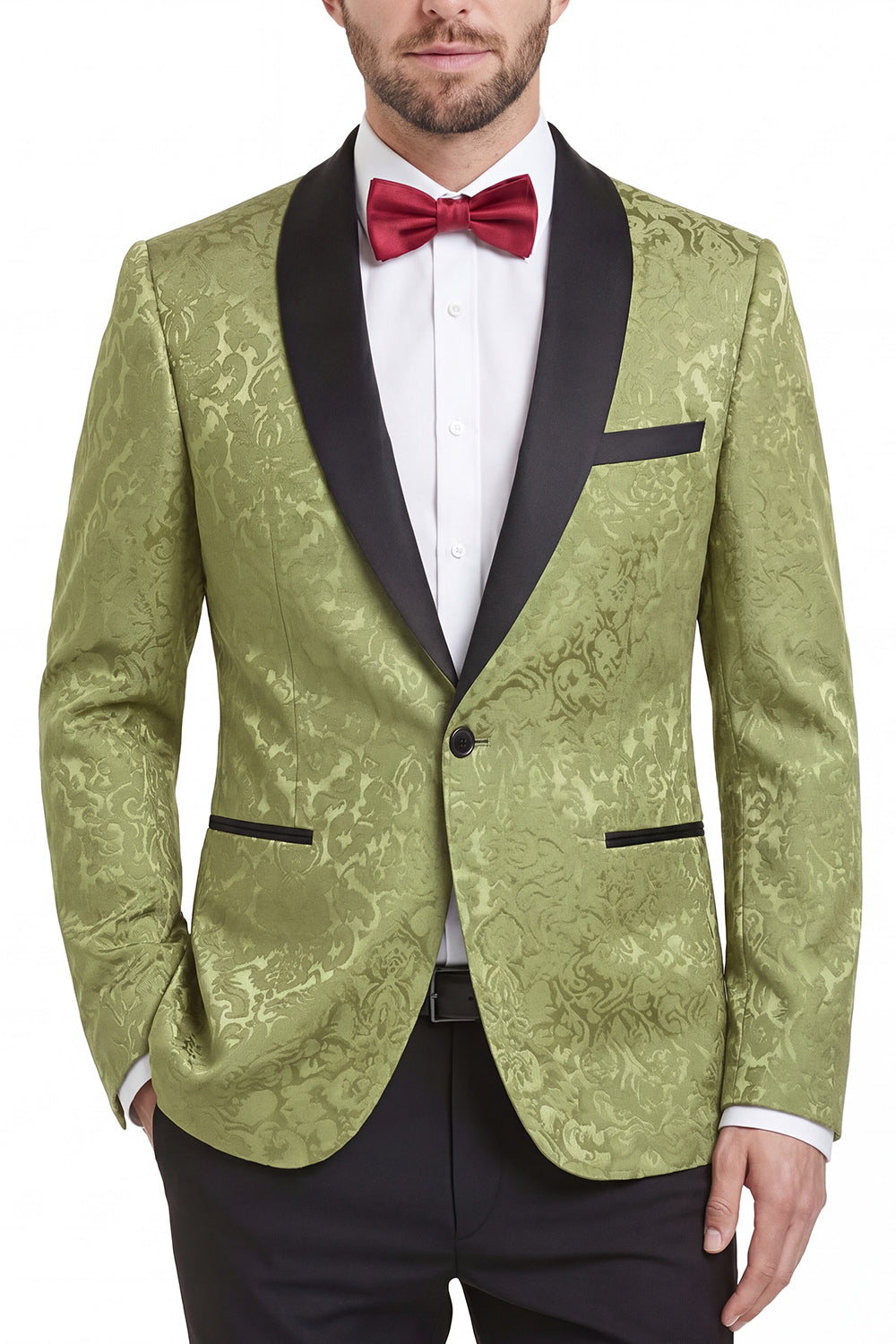 Costume de bal imprimé 2 pièces pour homme avec revers châle bleu roi et un bouton