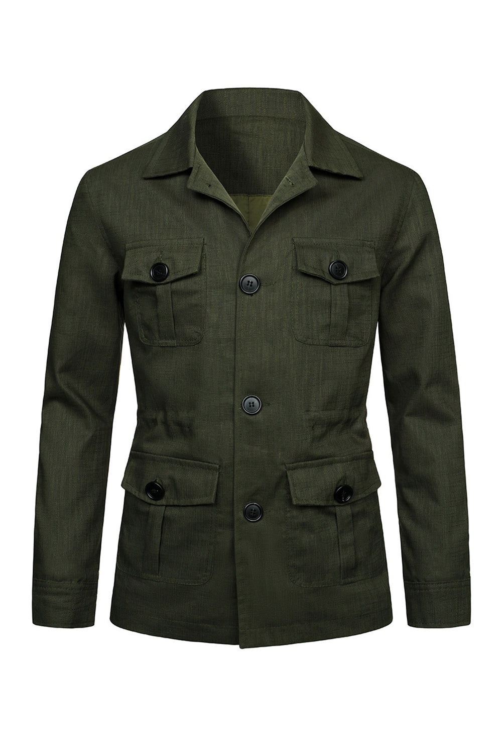 Beige Notch Lapel Single Breasted Men's Jacket