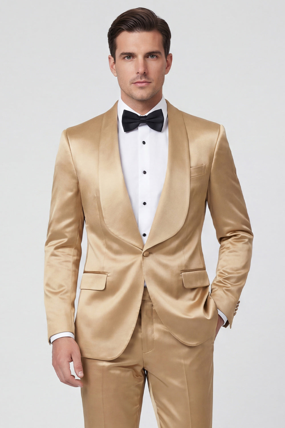 2 Piece Champagne Shawl Lapel One Button Men's Prom Suits