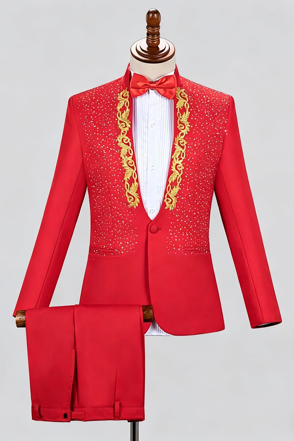 Black Shawl Lapel One Button Beaded Men's Prom Suits