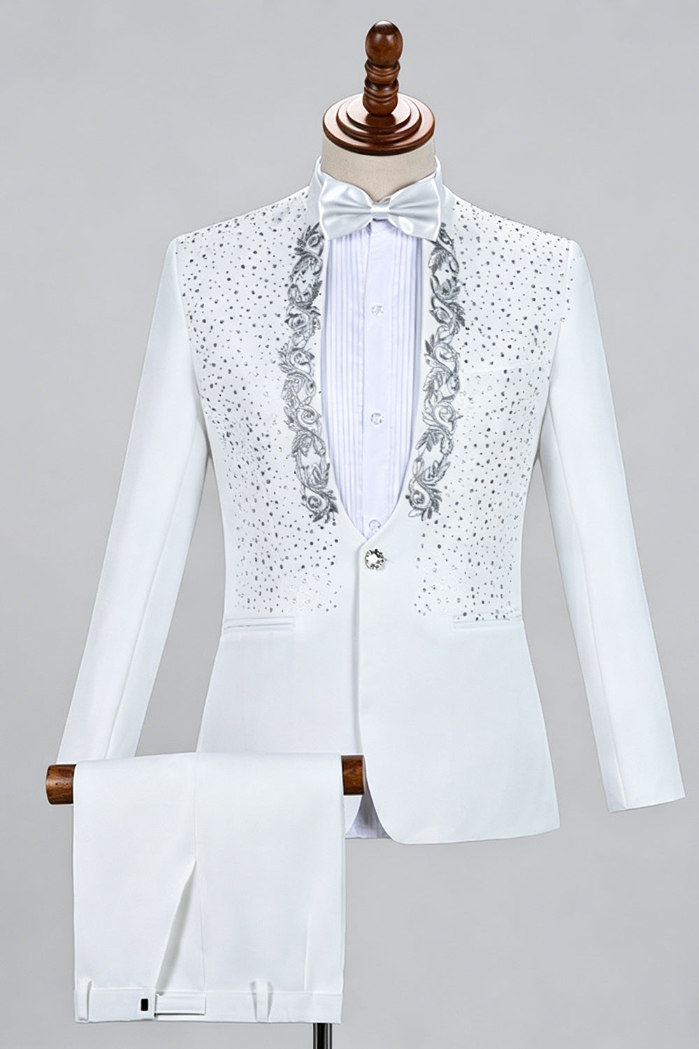 Black Shawl Lapel One Button Beaded Men's Prom Suits