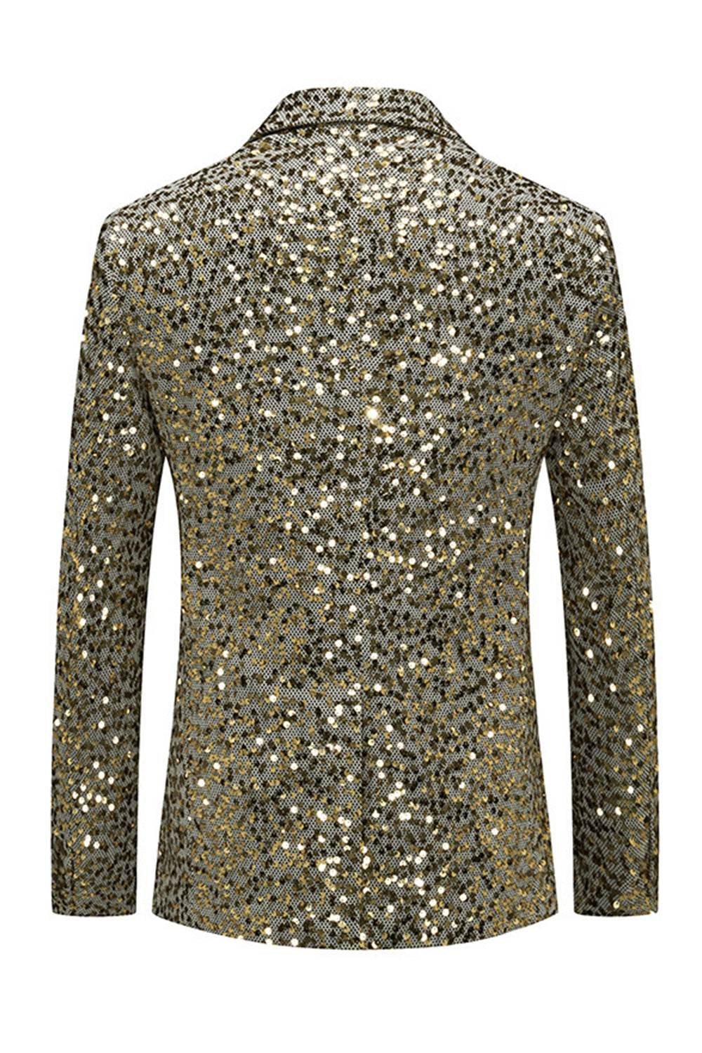 Sparkly Gold Notch Lapel Single Breasted Beaded Men's Jacket