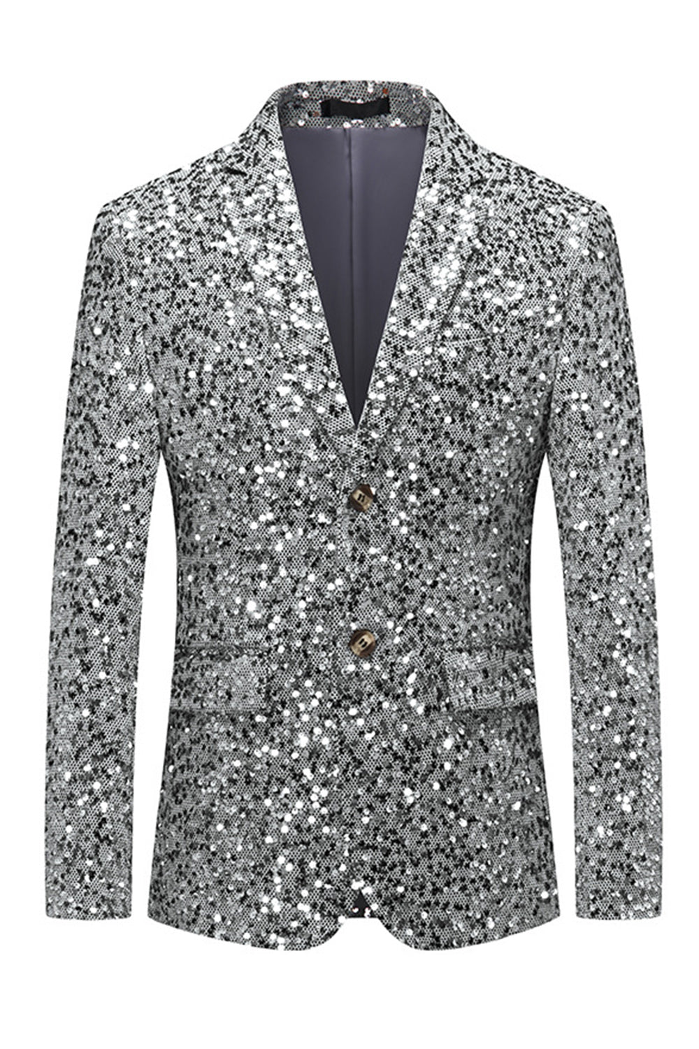 Sparkly Gold Notch Lapel Single Breasted Beaded Men's Jacket